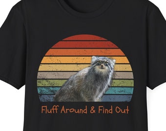 Amusez-vous et découvrez | -shirt chat de Pallas | Caractère maussade décalé avec breloque félin | Cadeau unique pour amoureux des chats | T-shirt unisexe pour les amateurs de chats