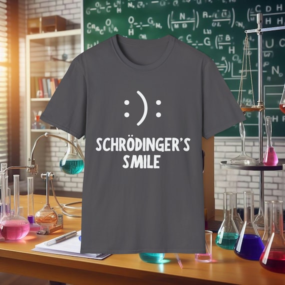 Schrodinger's Emoticon Smiley Physics Science T-Shirt Schrodinger's Emoticon Smiley Physics Science T-Shirt