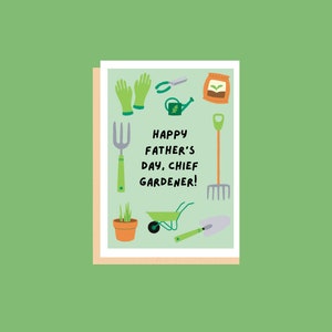 Feliz día del padre, jardinero jefe, tarjeta del día del padre para papás amantes del jardín, abuelo