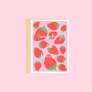 Avoir une carte de voeux d'anniversaire d'impression de fraise d'anniversaire de fab de baie