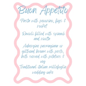 Italienische Stil Brush Written Hochzeit Formelle Abendessen Menüs Squiggle Outlines