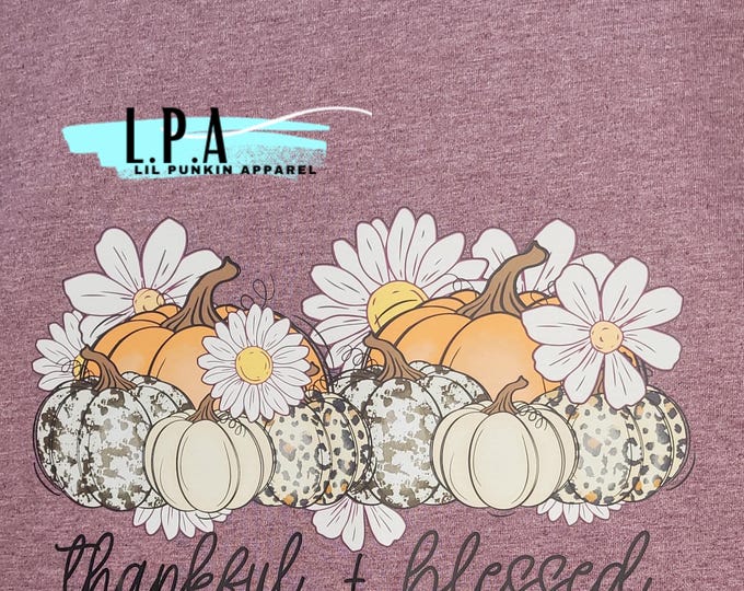 Neutral pumpkin T Shirt, Fall Pumpkin, Women Thanksgiving Tee, Autumn thankful blessed, Southern Fall, Pumpkin Graphic, Floral Pumpkin shirt