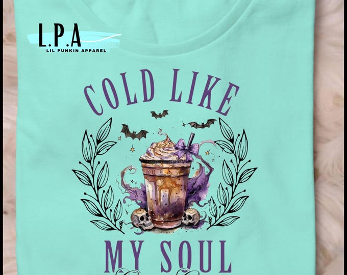 Spooky coffee lovers, cold like my soul, gothic sweatshirts, coffee addict mystical, Punk Skeleton skulls, Fall pumpkin spice cup hoodies