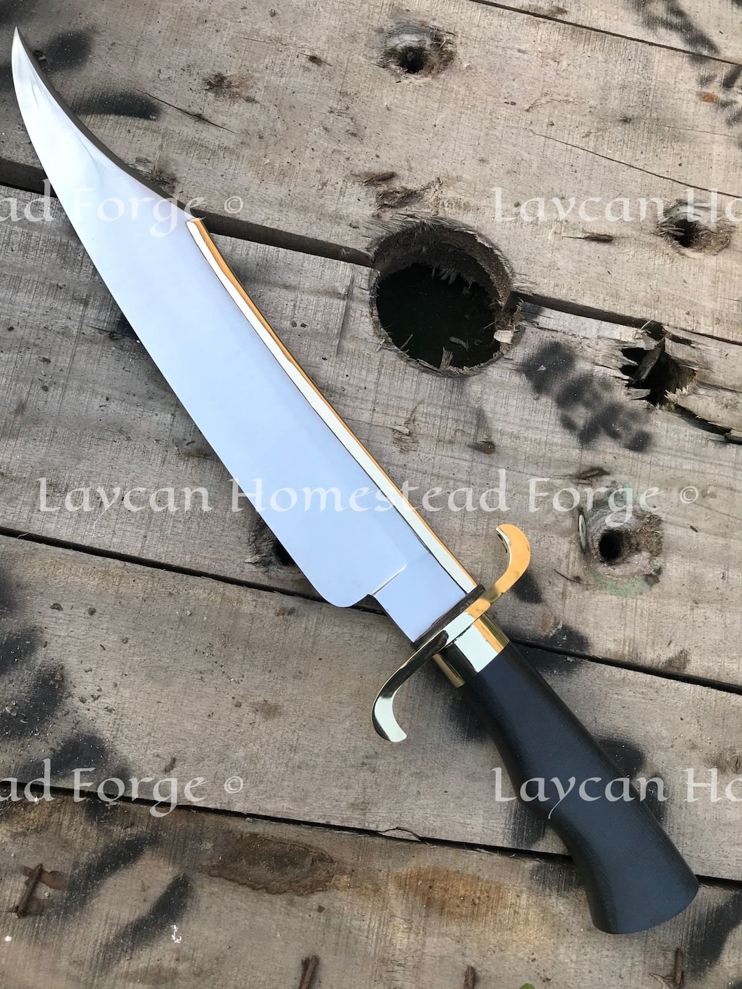Handmade D2 Steel Alamo Musso Bowie Knife: Italian Leather Sheath