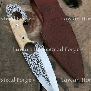 10.5&quot;D2 Steel Handmade Knife, Halloween Gift, Viking Celtic Design Engraved Knife, Gift For Him, Christmas Knife, Viking Knife, Father Gift.