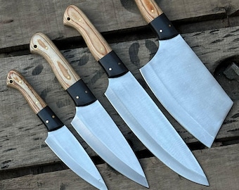 Personligt kockknivsset: Handgjorda J2-stålköksknivar, trähandtag, julklapp