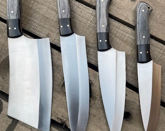 Personligt kockknivsset: Handgjorda J2-stålköksknivar, svarta trähandtag, julklapp