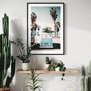 Surf Print, Beach House Wall Art, Coastal Wall Art, Boho Surf Print, San Diego Poster, Framed Coastal Wall Art, VW Art, Vintage VW, Summer