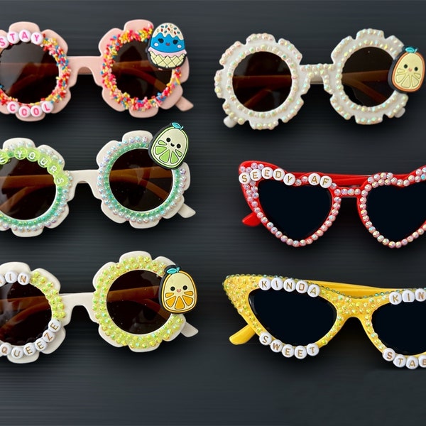 summer sunnies bedazzled fruit | sunglasses | childrens glasses | custom made | bling sunglasses