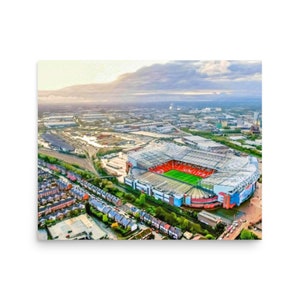 Old Trafford Print - Manchester United poster, Old Trafford wall art, Manchester United print, Old Trafford poster, Manchester United gift