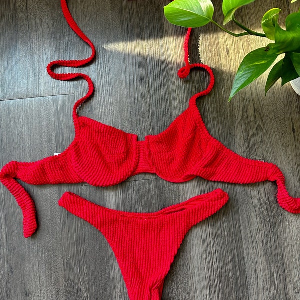 bright red Brazilian bikini set