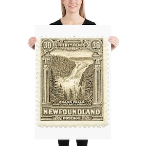 Francobollo d'epoca di Terranova con Grand Falls - Poster su carta fotografica