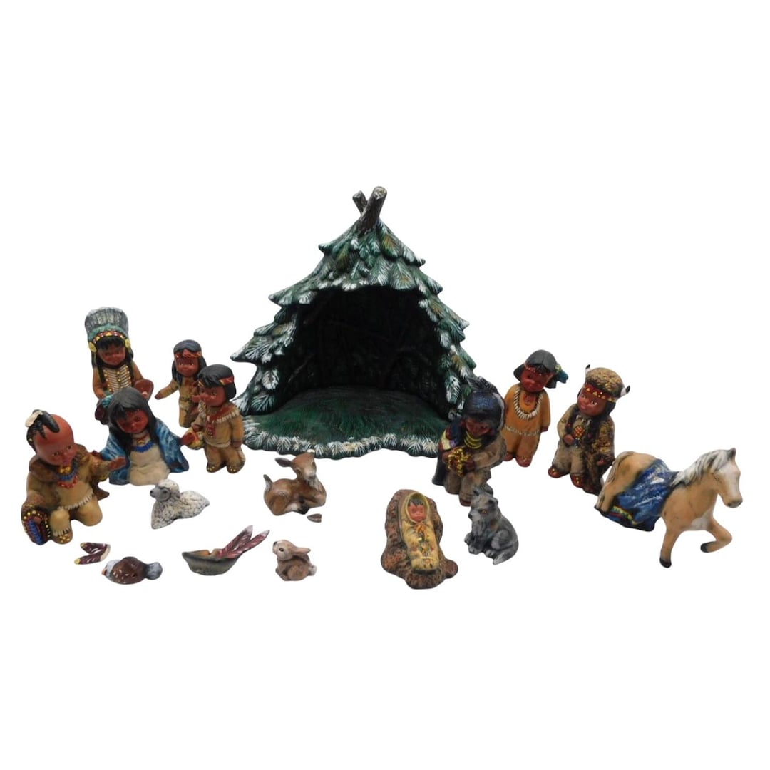 Vintage Native American Religious Nativity Set Christmas Woodland ...