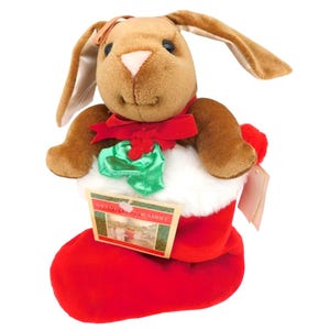 The Velveteen Rabbit Plush Stocking Stuffed Animal w/ Tags Christmas Decor 1985