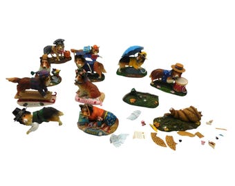 Lot of 10 TLC Danbury Mint Collie Sheltie Figurines Perpetrual Calendar READ