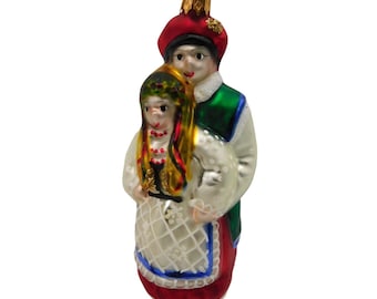 Blown Glass Ornament Polish Dancing Couple Christmas