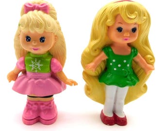 McDonalds Toys Lil Miss Candy Stripes Polly Pocket Plastic Figures Pink Green
