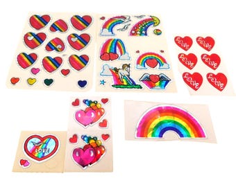 Vintage Vending Prism Rainbow Heart Holographic Sticker Sheets Unicorn Love