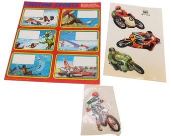 Lot of Vintage Motorcycle Sports Dirt Bike Vehicle Stickers School Labels 1980s
