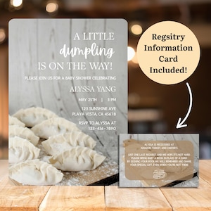 Aanpasbare knoedel babyshower uitnodiging - genderneutrale boho bestrooi uitnodigen met een vleugje dim sum charme, knoedel themafeest digitaal