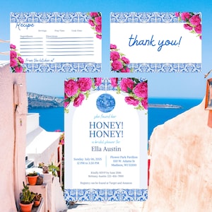 Editable Mamma Mia Bridal Shower Invitation, Dancing Queen Invite, Mamma Mia Theme, Digital Invite Template, Recipe Card, Thank You Bundle 1