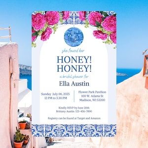 Editable Mamma Mia Bridal Shower Invitation, Dancing Queen Invite, Mamma Mia Theme, Digital Invite Template, Mama Mia Bridal Shower Template