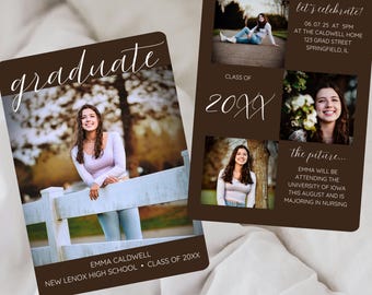 Modern Graduation Announcement Card, Minimalist Party Invite (Digital Download)