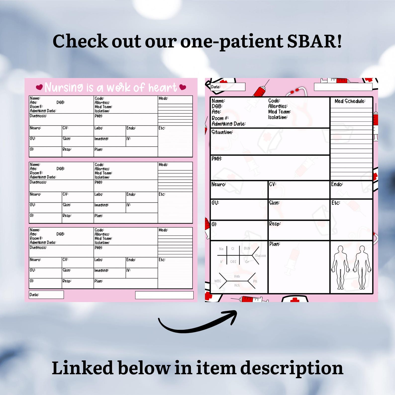 3-patient SBAR Nurse Report Sheet, Med Surg, Nursing Student (digital ...