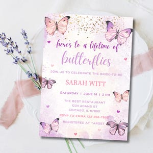 Lifetime of Butterflies Bridal Shower Invite, Printable Wildflower Butterfly Floral Party Invitation Editable, Butterfly Bridal Invitations