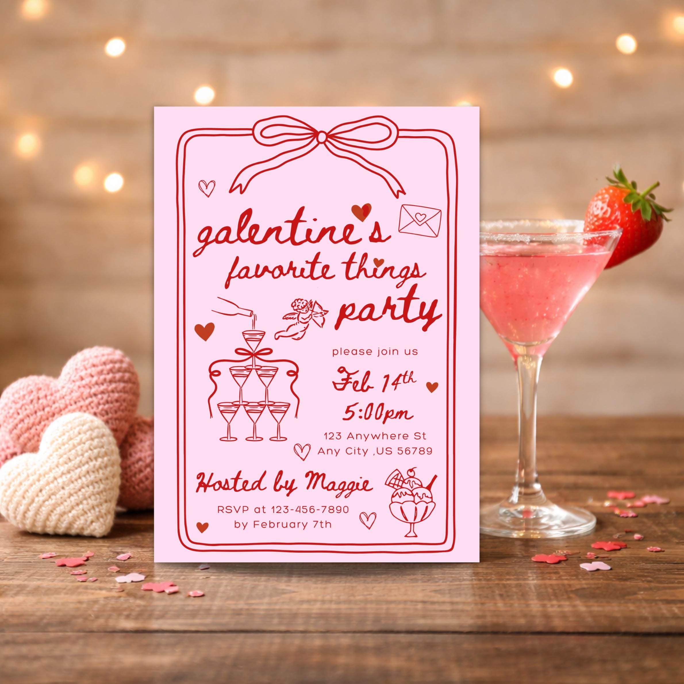 February Invite Favorite Things Galentine's Party Invitation Template, Valentine Gift ...