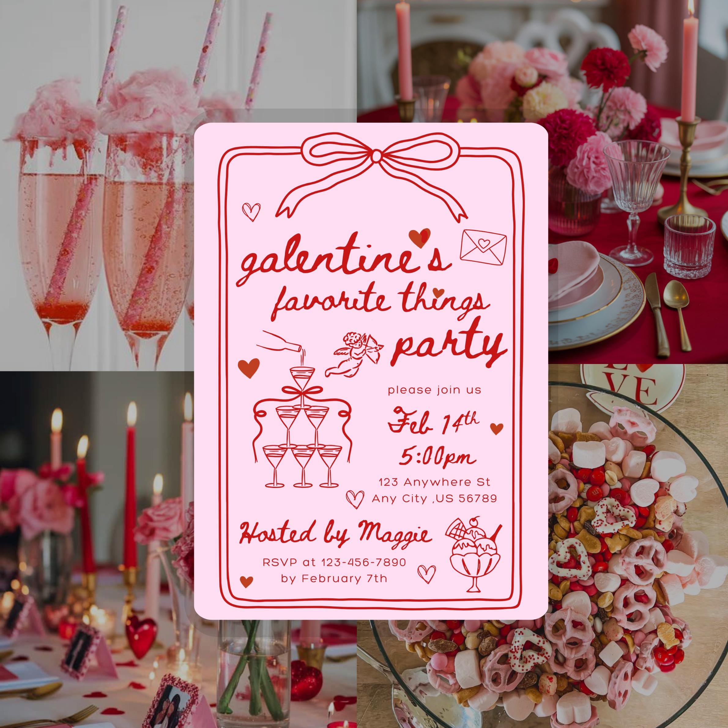 February Invite Favorite Things Galentine's Party Invitation Template, Valentine Gift ...