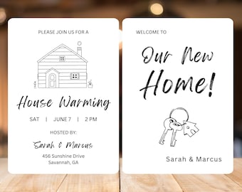 Editable House Warming Invitation, House Warming Party, Modern, Minimalist, Printable or Text Invite, Simple Housewarming Invitation, Custom