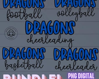 Dragons Sports PNG Bundle | Football, Basketball, Volleyball, Cheerleader PNG | School Spirit | Dragons PNG | Dragons png Bundle