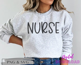 Nurse PNG, Nurse SVG, Occupation PNG, Stacked font png, Files for Silhouette and Cruict