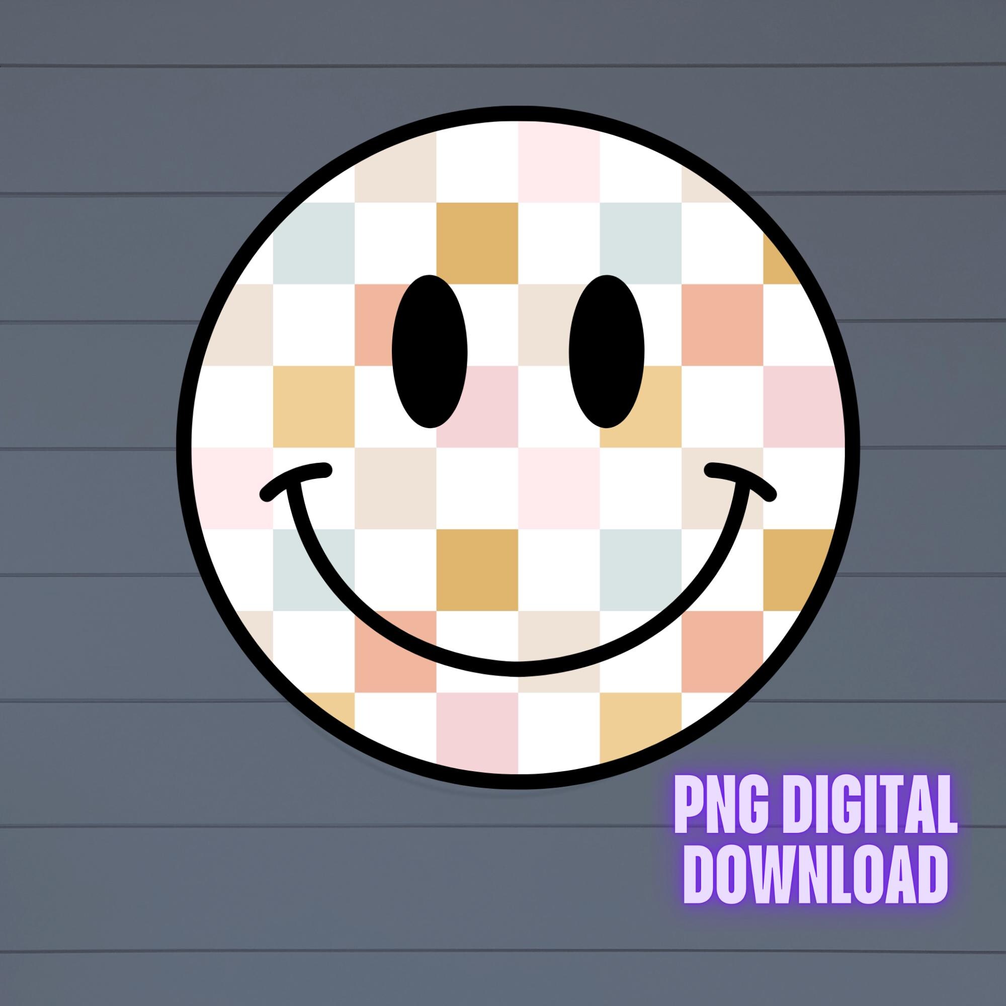 Checkered Smile Face PNG | Pastel Smile Face PNG | Retro Smile Face PNG ...