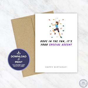 Tarjeta de cumpleaños imprimible / Tarjeta de cumpleaños de escalada en roca / Descarga digital instantánea 5x7