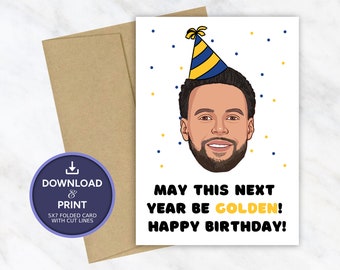 Stephen Curry Birthday Card | Printable Birthday Card | NBA Golden State Warriors Birthday Card | Instant Digital Download 5x7