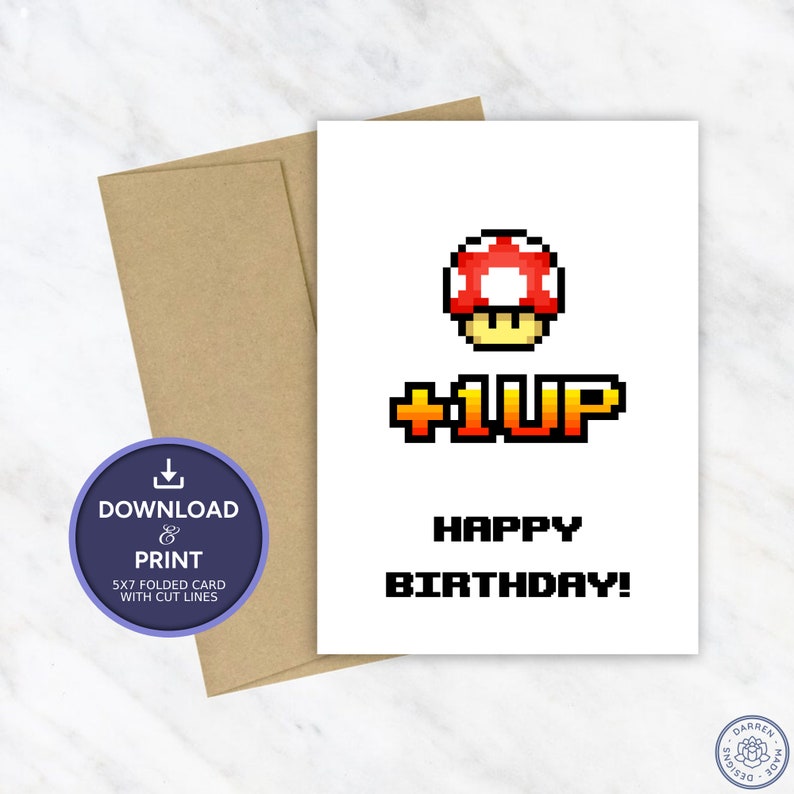 Gamer Birthday Card, Digital Printable Birthday Card, Nerd Birthday Card, Instant Download JPG ...