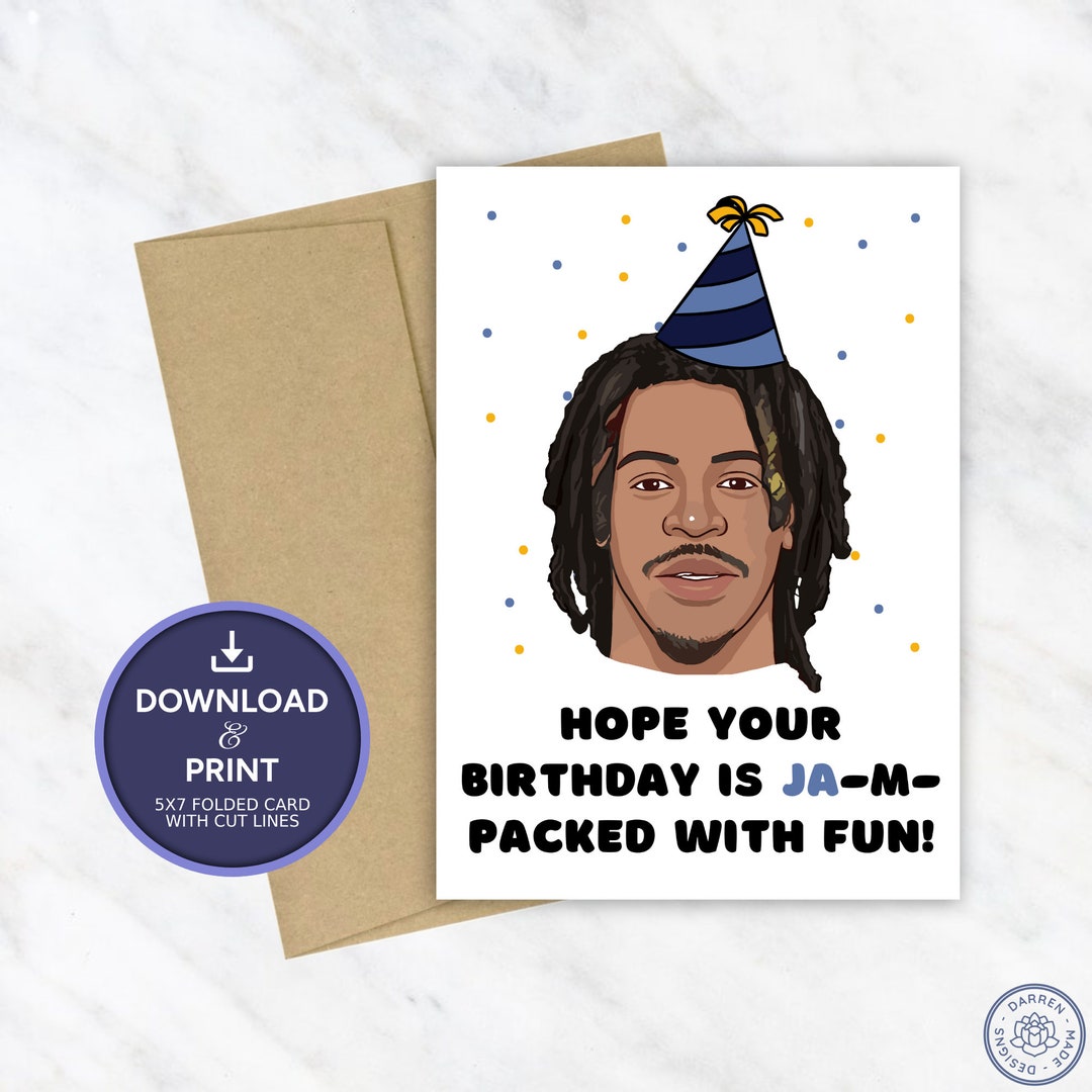Ja Morant Birthday Card | Printable Birthday Card | NBA Memphis