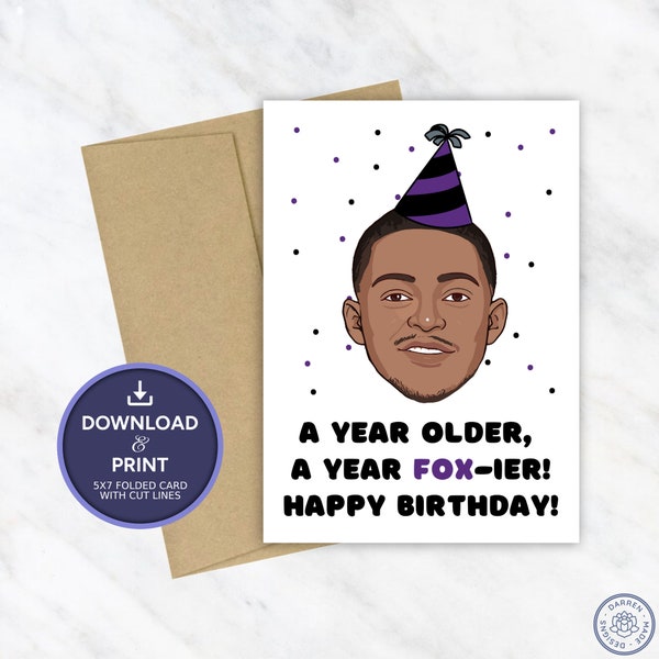 De'Aaron Fox Birthday Card | Printable Birthday Card | NBA Sacramento Kings Birthday Card | Instant Digital Download 5x7