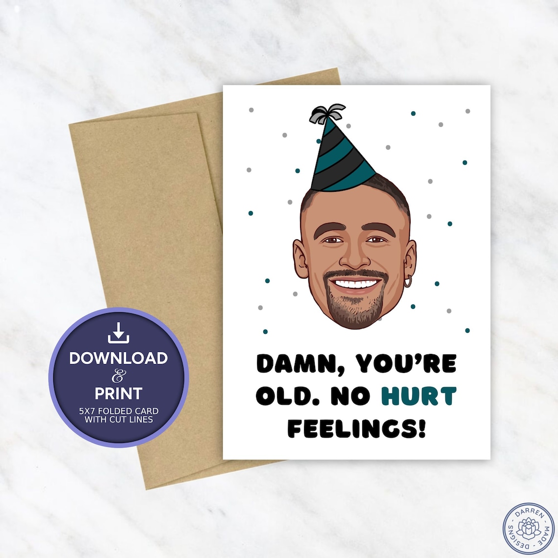 Jalen Hurts Birthday Card | Printable Birthday Card | Philadelphia Eagles Birthday Card ...