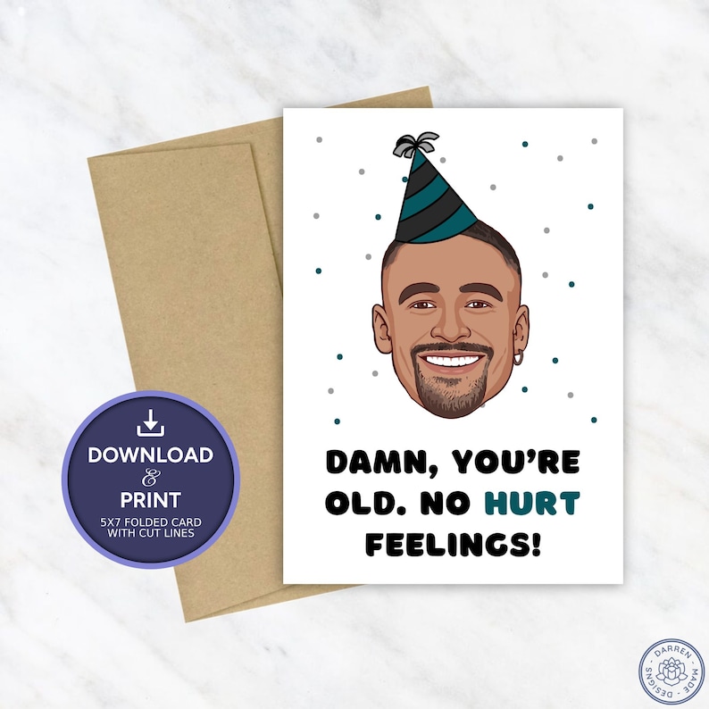 Jalen Hurts Birthday Card | Printable Birthday Card | Philadelphia Eagles Birthday Card ...