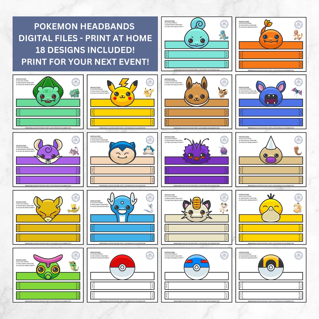 Pokemon Birthday Headbands, Pokemon Ear Head Piece, Pokemon Party