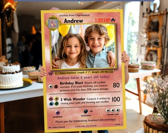pokemon card photo prop Pokemon Birthday Photo Frame Template 24x36