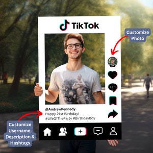TikTok Photo Frame Cutout for Birthday, Graduation, Wedding, Bridal Shower Events, Multiple Sizes Available