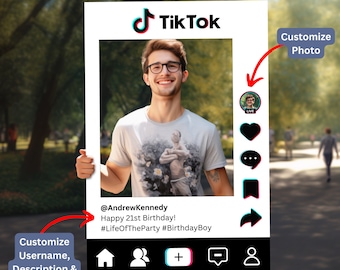 TikTok Photo Frame Cutout for Birthday, Graduation, Wedding, Bridal Shower Events, Multiple Sizes Available