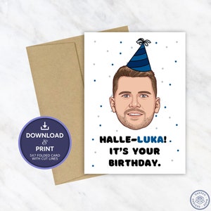 Luka Doncic Geburtstagskarte | Druckbare Geburtstagskarte | NBA Dallas Mavericks Geburtstagskarte | Sofortiger digitaler Download 5x7