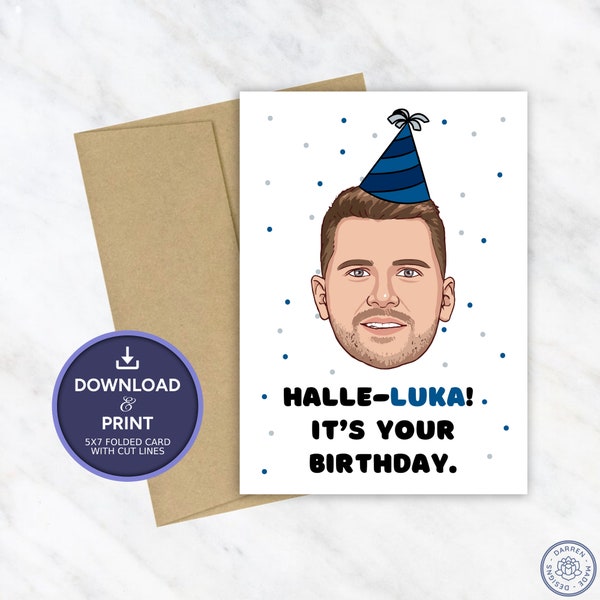 Luka Doncic Birthday Card | Printable Birthday Card | NBA Dallas Mavericks Birthday Card | Instant Digital Download 5x7