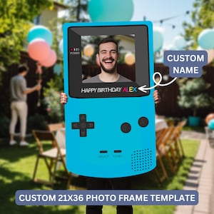 Gamer Birthday Photo Frame, Game Boy Photo Prop, Gameboy Birthday Photo Booth, Gamer Party Decor, Printable Digital Download