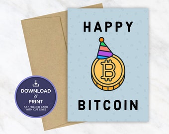 Bitcoin Geburtstagskarte, Digitale Geburtstagskarte, Sofort Download, Lustige Ethereum Crypto NFT DeFi, JPG PDF 15x18